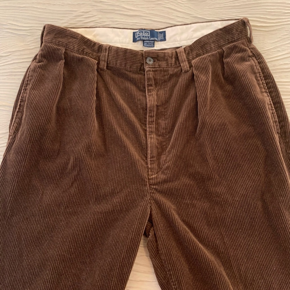 Vintage Polo Ralph Lauren Andrew Double Pleated Corduroy Pants, Size 35x30